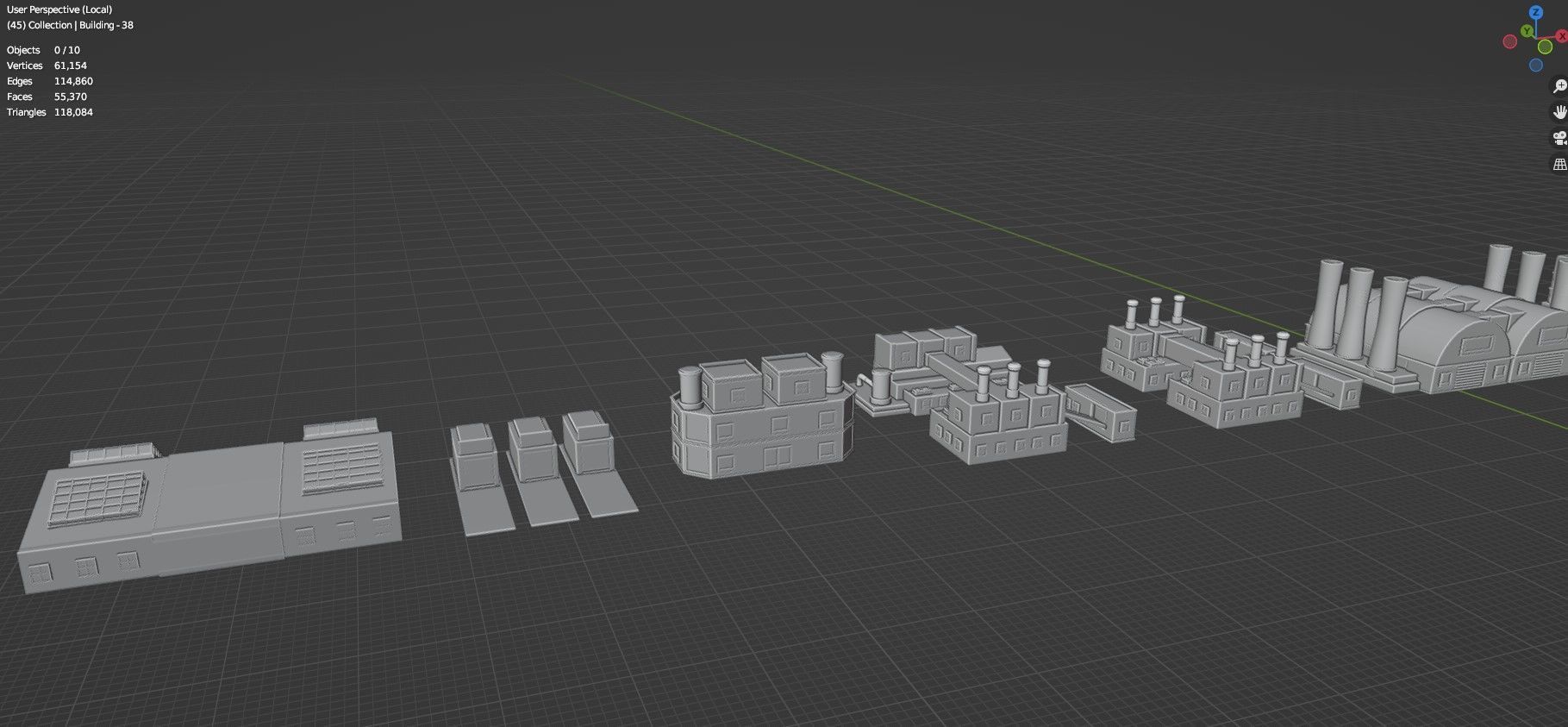 Low Poly Industrial Building Pack Of 50 -Game Ready -Untextured Low-poly 3D model_43