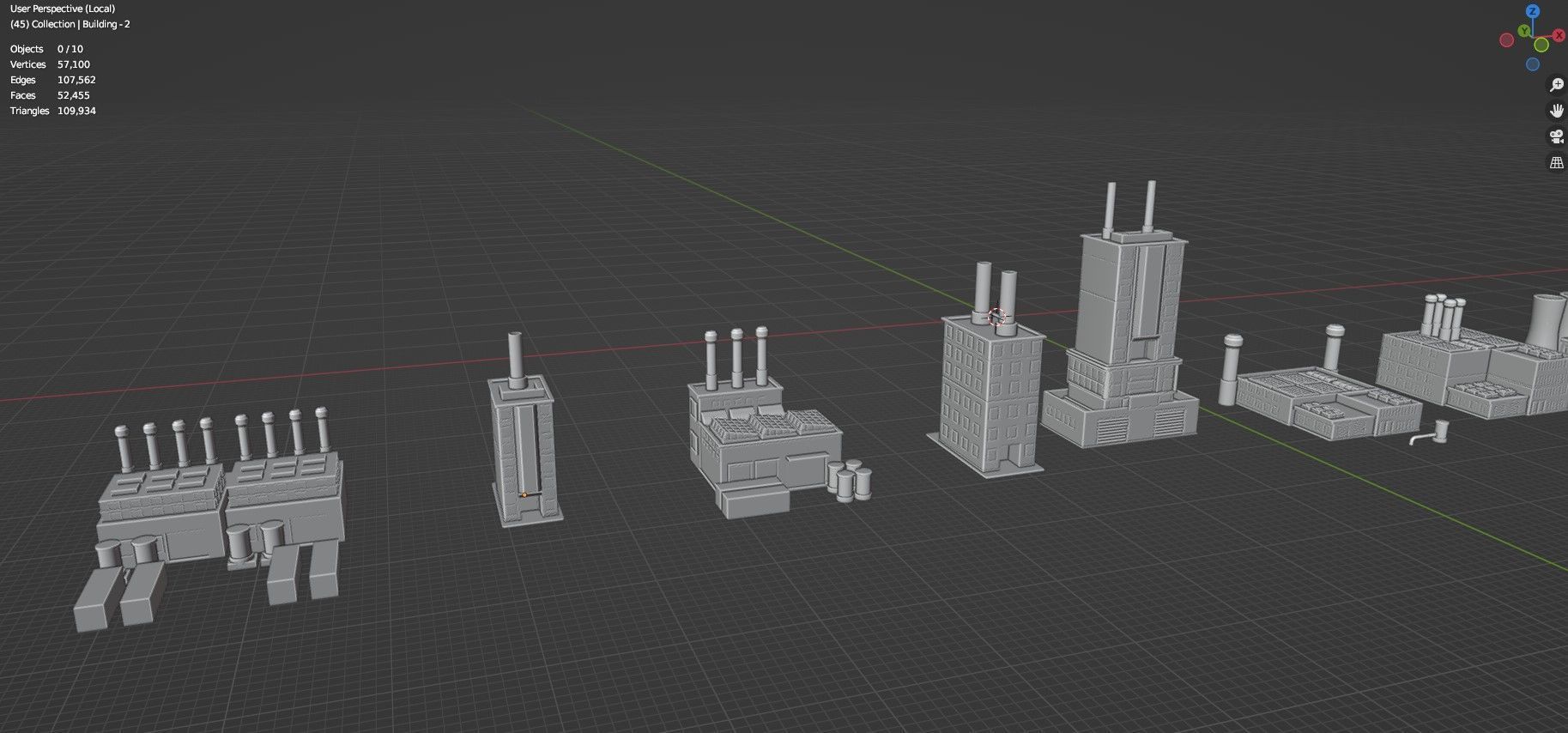 Low Poly Industrial Building Pack Of 50 -Game Ready -Untextured Low-poly 3D model_52