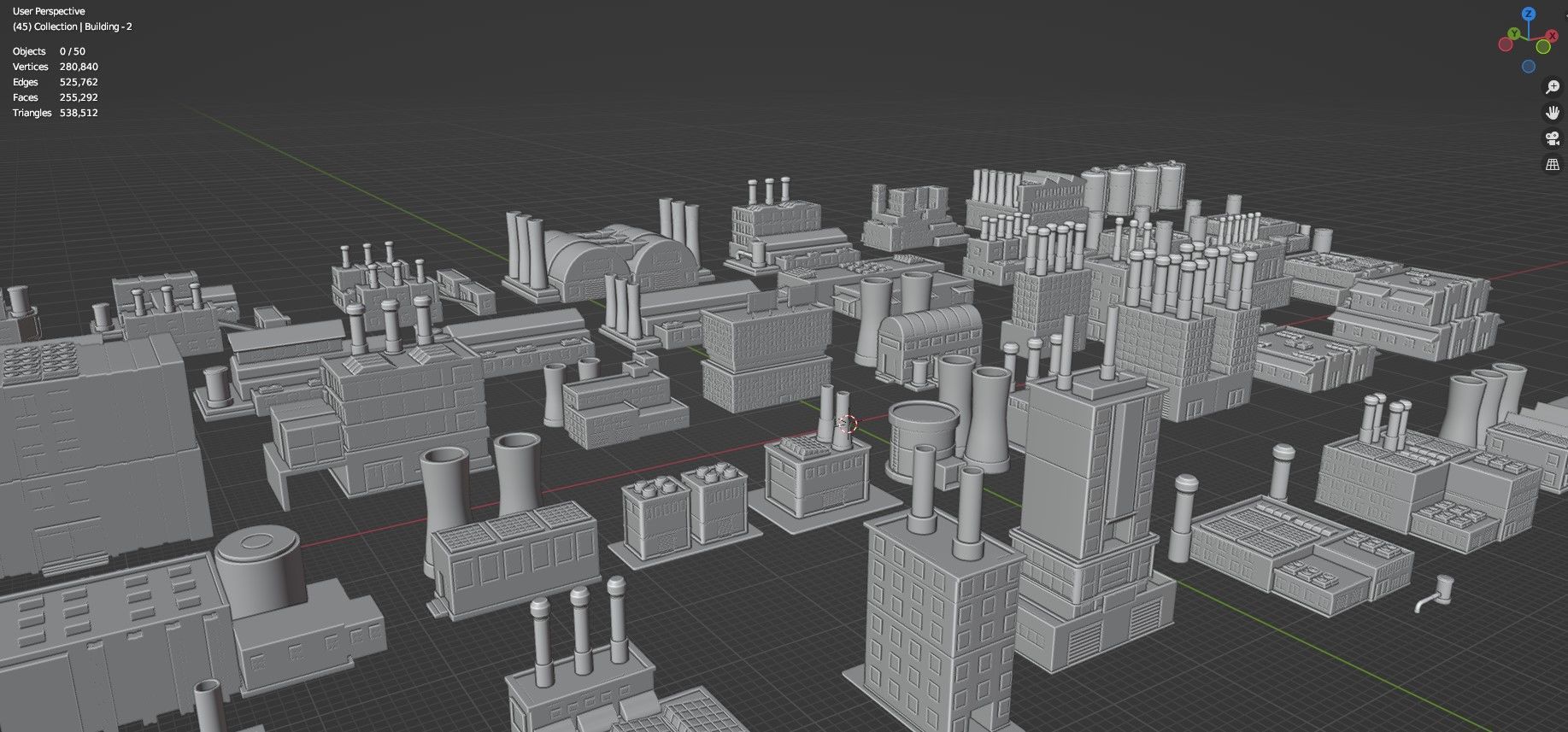 Low Poly Industrial Building Pack Of 50 -Game Ready -Untextured Low-poly 3D model_50