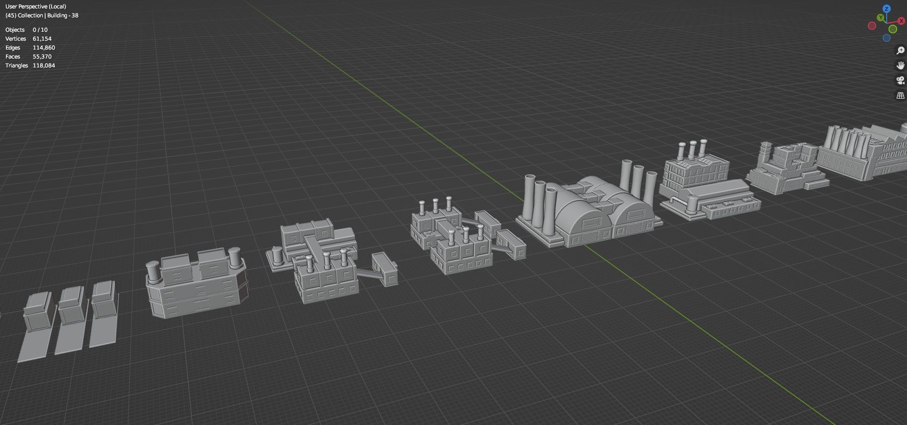Low Poly Industrial Building Pack Of 50 -Game Ready -Untextured Low-poly 3D model_47