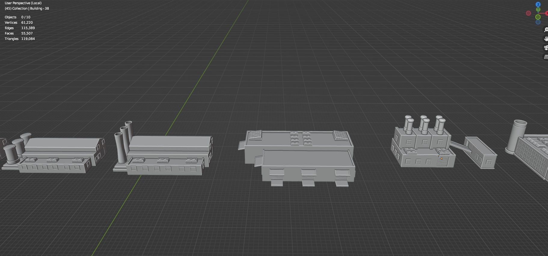 Low Poly Industrial Building Pack Of 50 -Game Ready -Untextured Low-poly 3D model_42