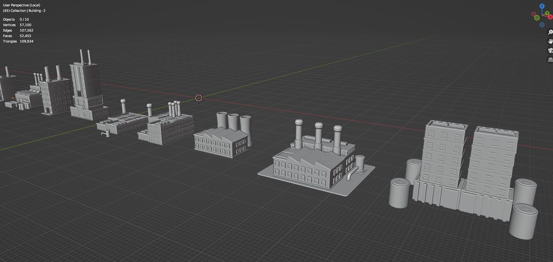 Low Poly Industrial Building Pack Of 50 -Game Ready -Untextured Low-poly 3D model_53