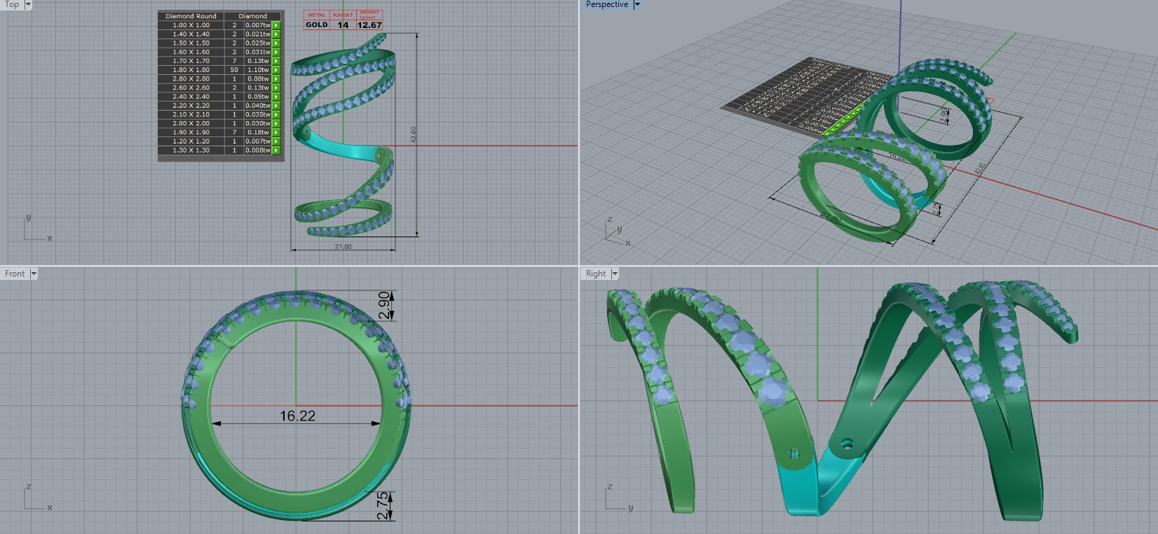 Hinged Diamond Wrap Ring 3D print model_6