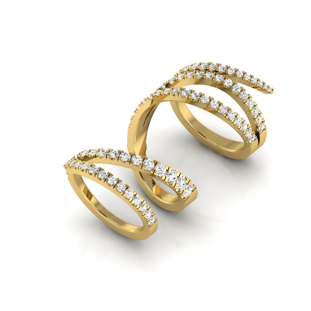 Hinged Diamond Wrap Ring 3D print model_1