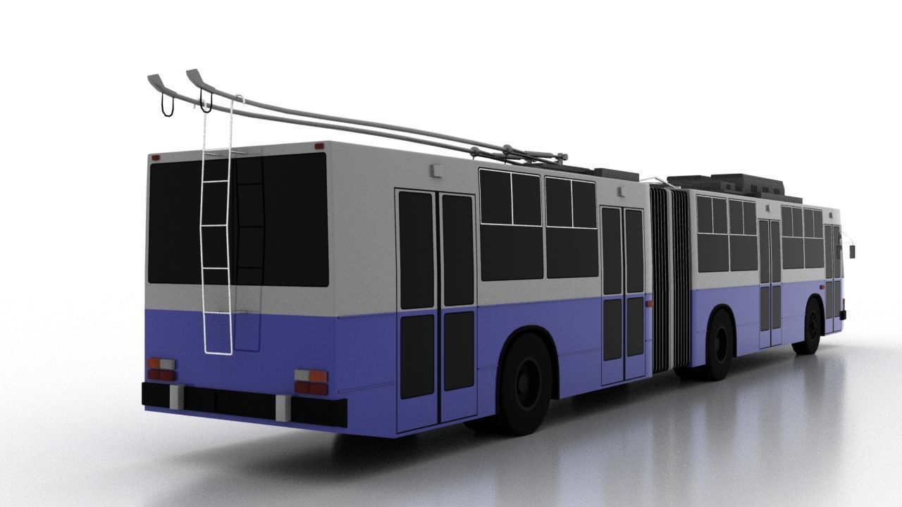 Trolleybus JUMZ-T1 1992 Low Low-poly 3D model_5