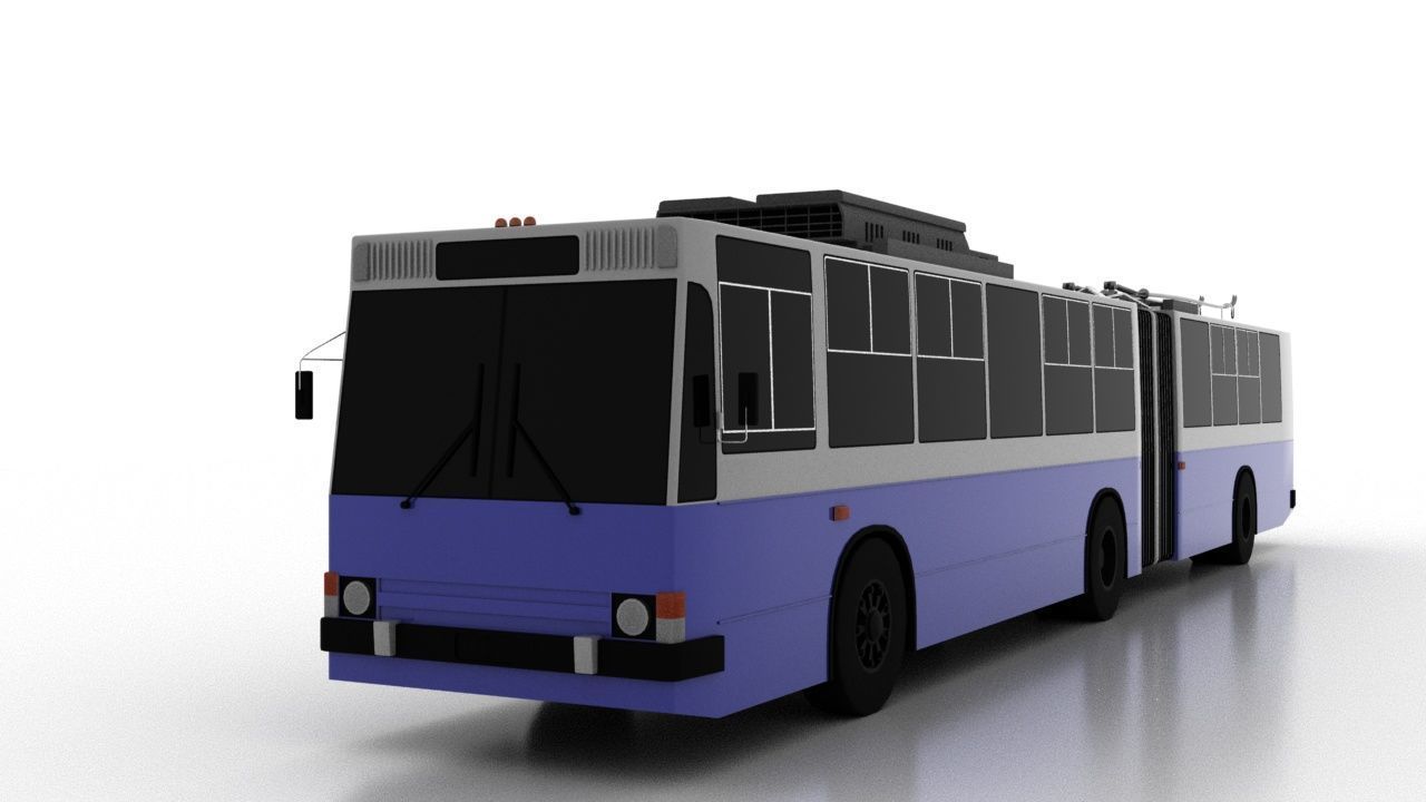 Trolleybus JUMZ-T1 1992 Low Low-poly 3D model_1