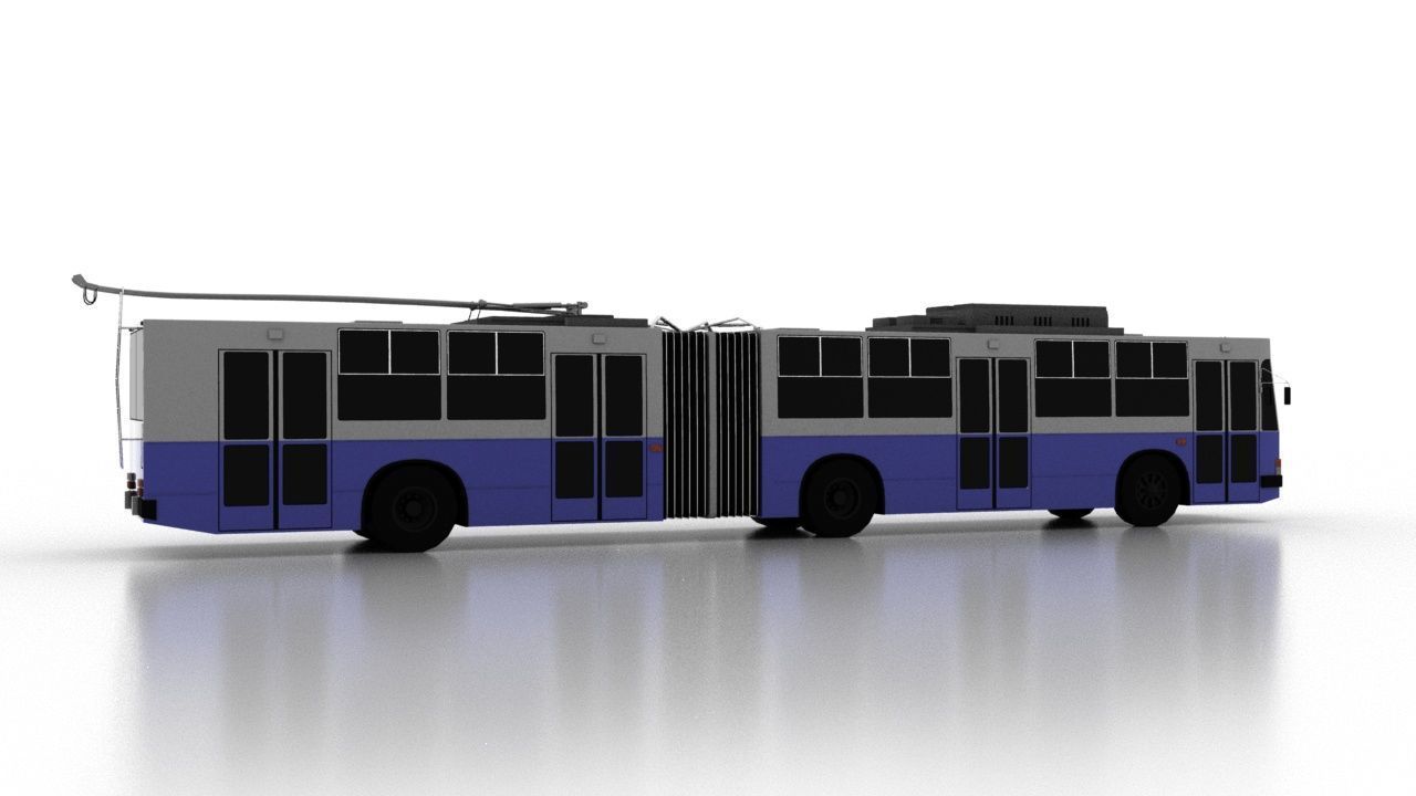 Trolleybus JUMZ-T1 1992 Low Low-poly 3D model_6