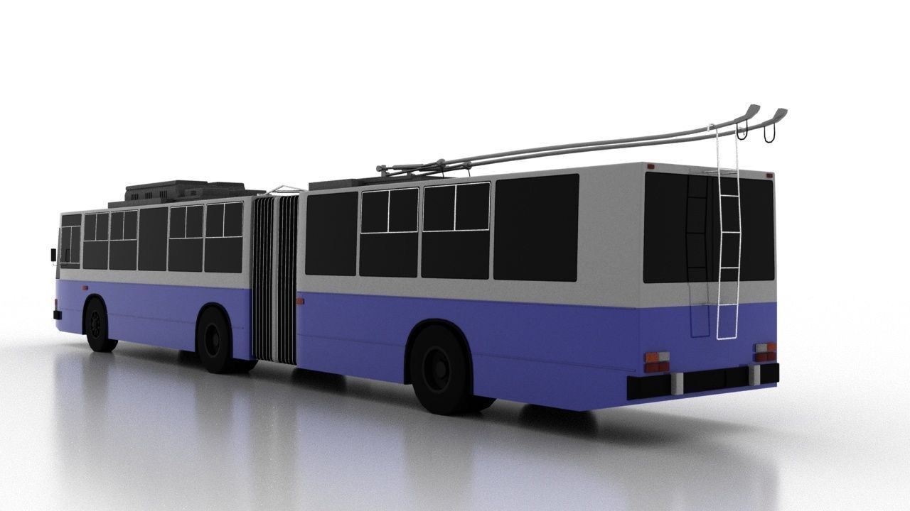 Trolleybus JUMZ-T1 1992 Low Low-poly 3D model_4