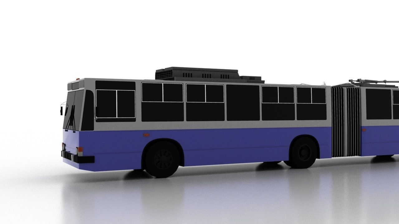 Trolleybus JUMZ-T1 1992 Low Low-poly 3D model_2