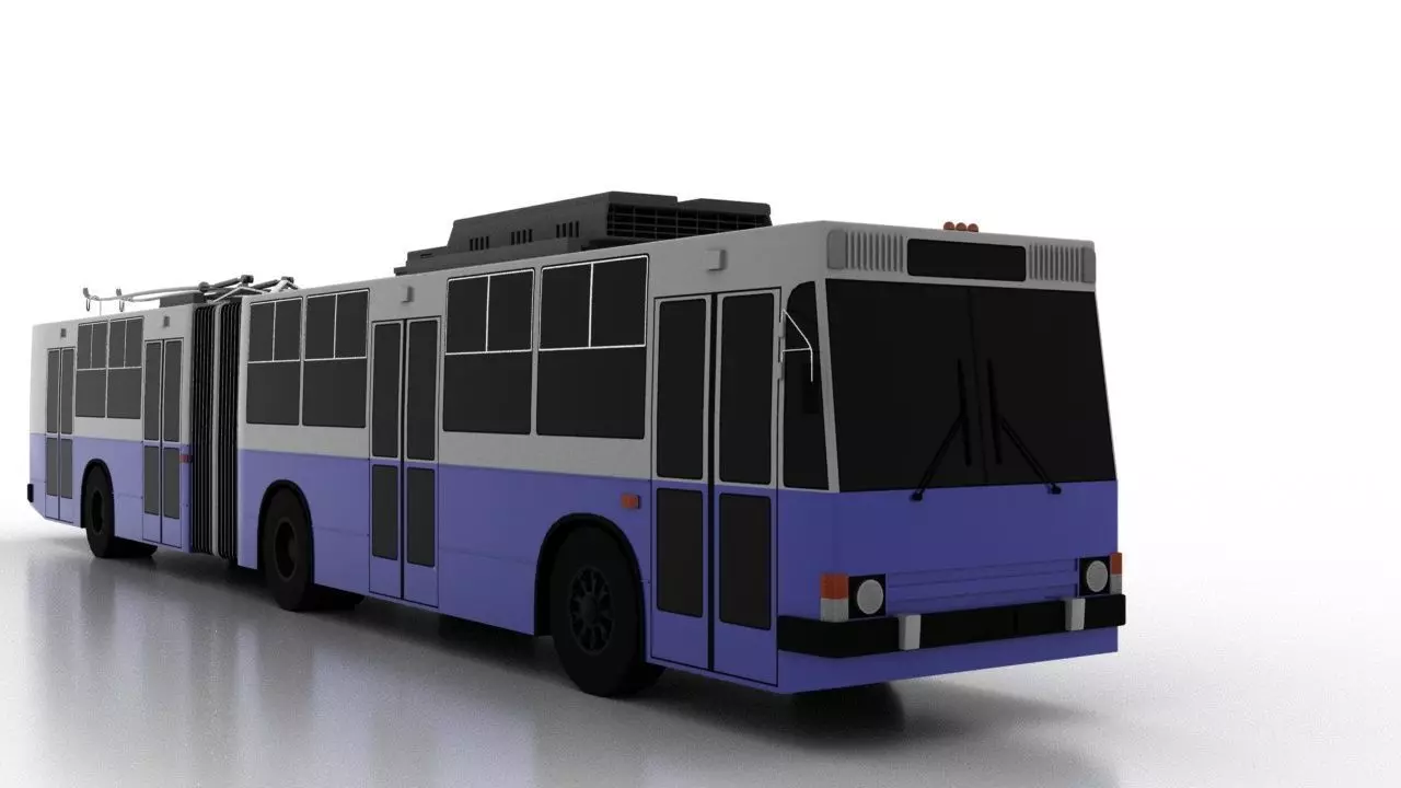Trolleybus JUMZ-T1 1992 Low Low-poly 3D model_0