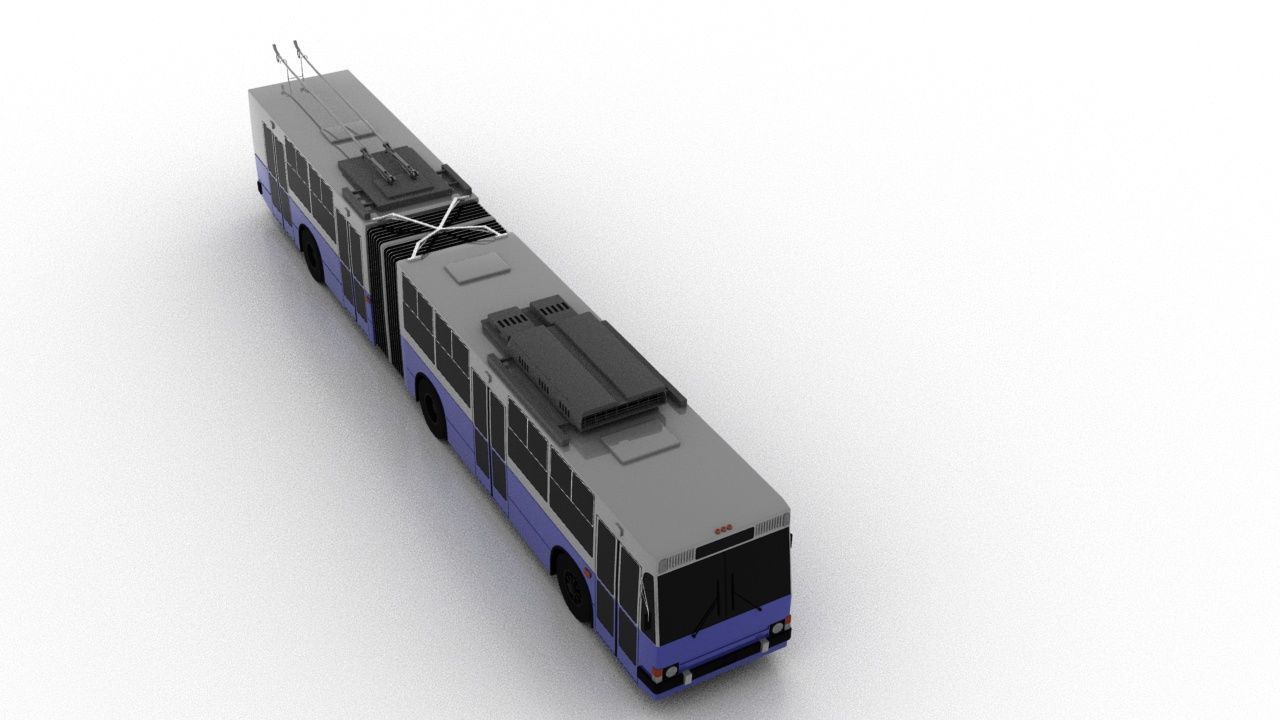 Trolleybus JUMZ-T1 1992 Low Low-poly 3D model_8