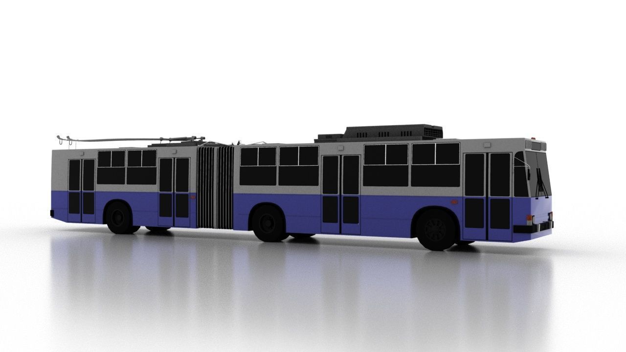 Trolleybus JUMZ-T1 1992 Low Low-poly 3D model_7