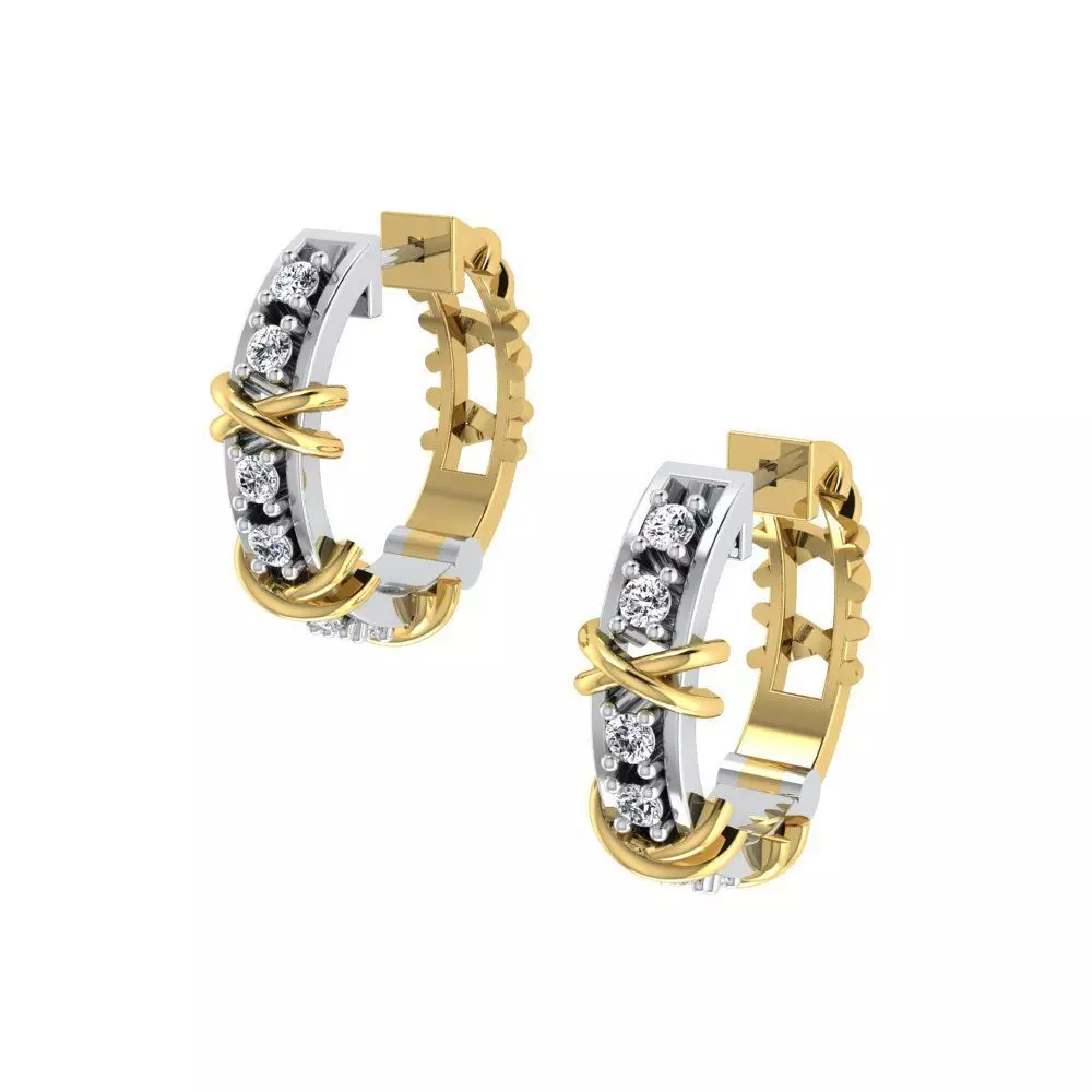 Tiffany Co Six Stone Narrow Earrings 3D print model