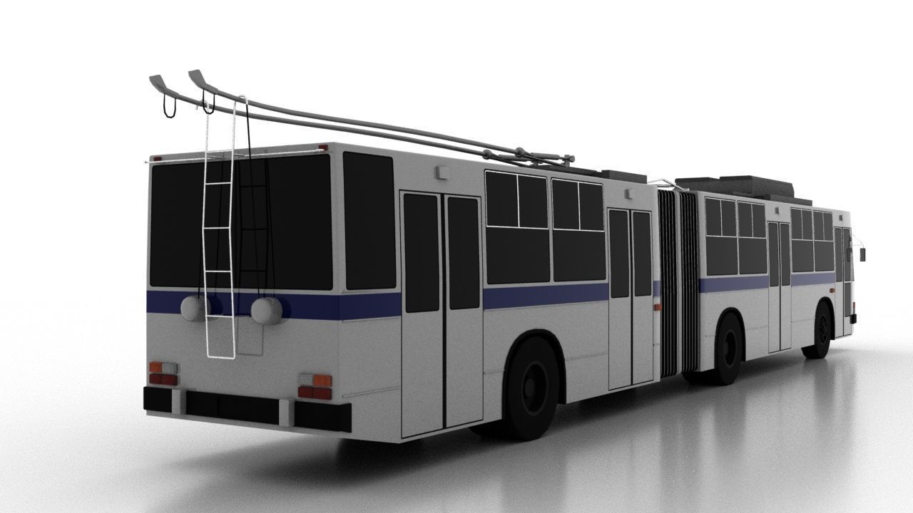 Trolleybus JUMZ-T1 1995 Low Low-poly 3D model_5