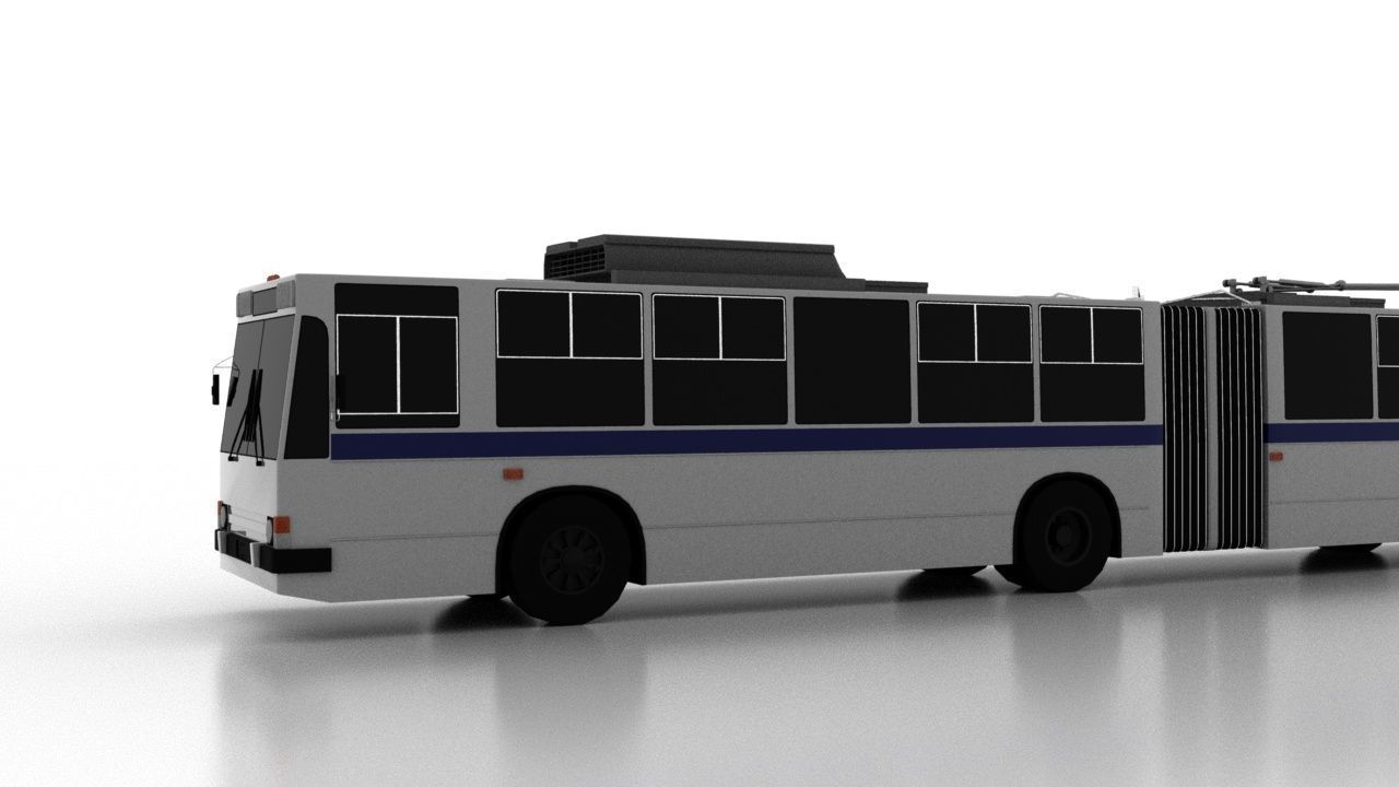 Trolleybus JUMZ-T1 1995 Low Low-poly 3D model_2