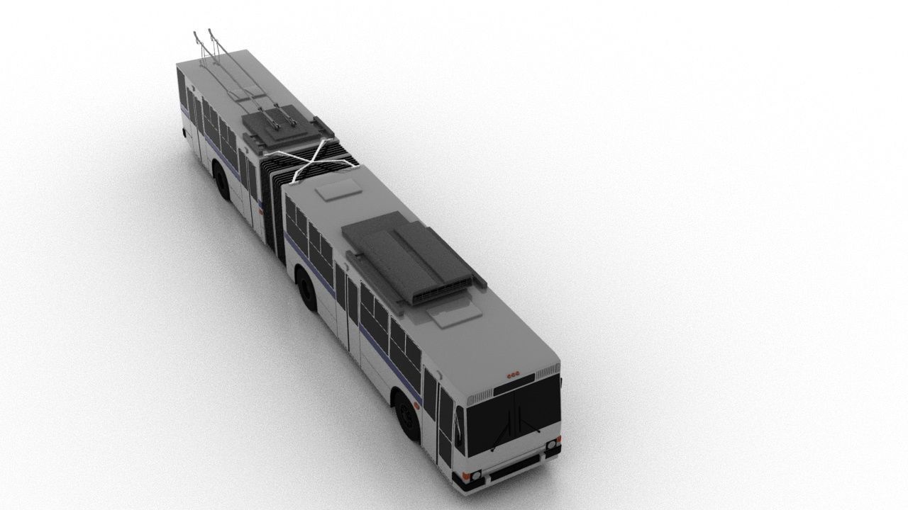 Trolleybus JUMZ-T1 1995 Low Low-poly 3D model_8