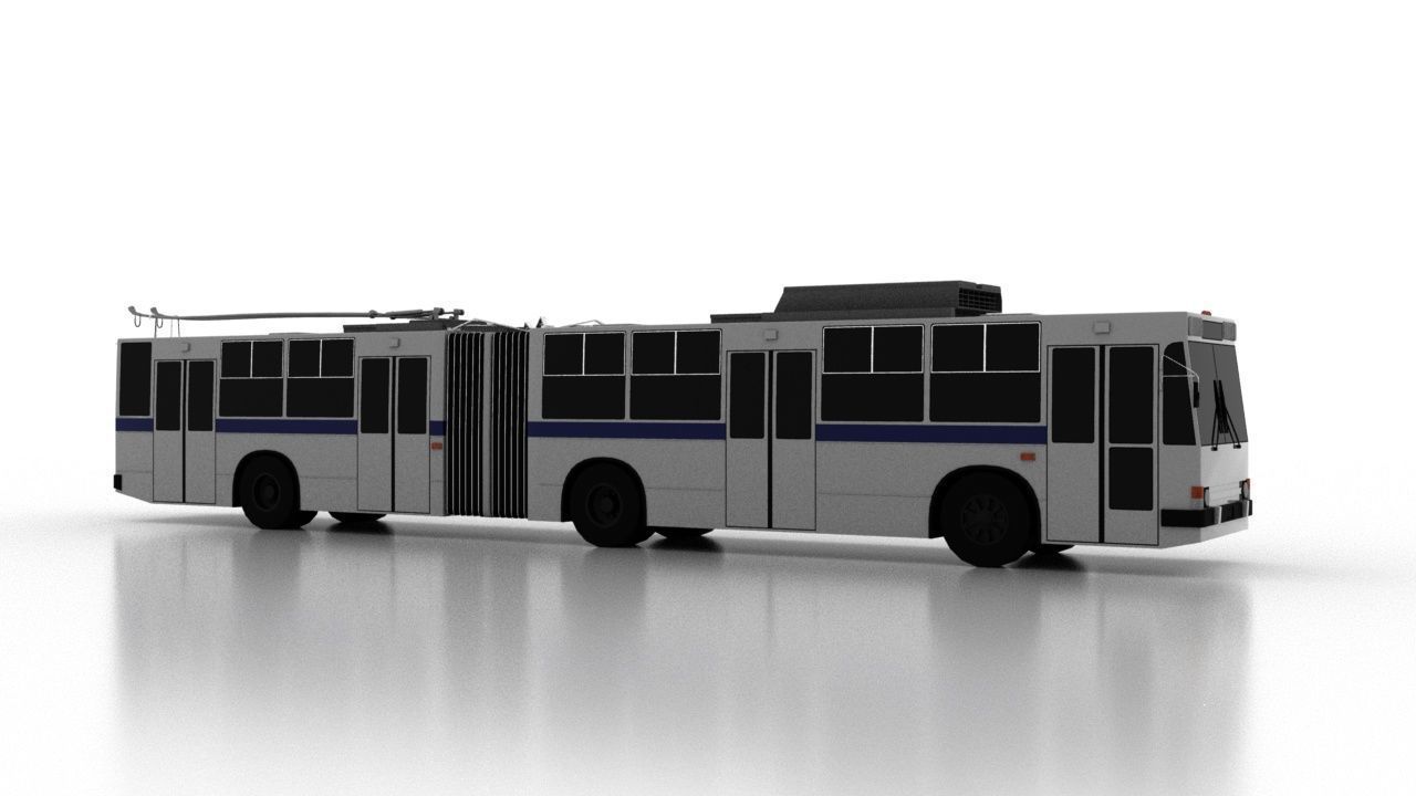 Trolleybus JUMZ-T1 1995 Low Low-poly 3D model_7