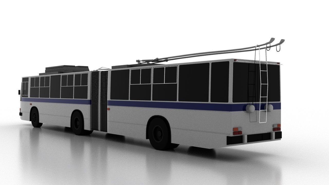 Trolleybus JUMZ-T1 1995 Low Low-poly 3D model_4