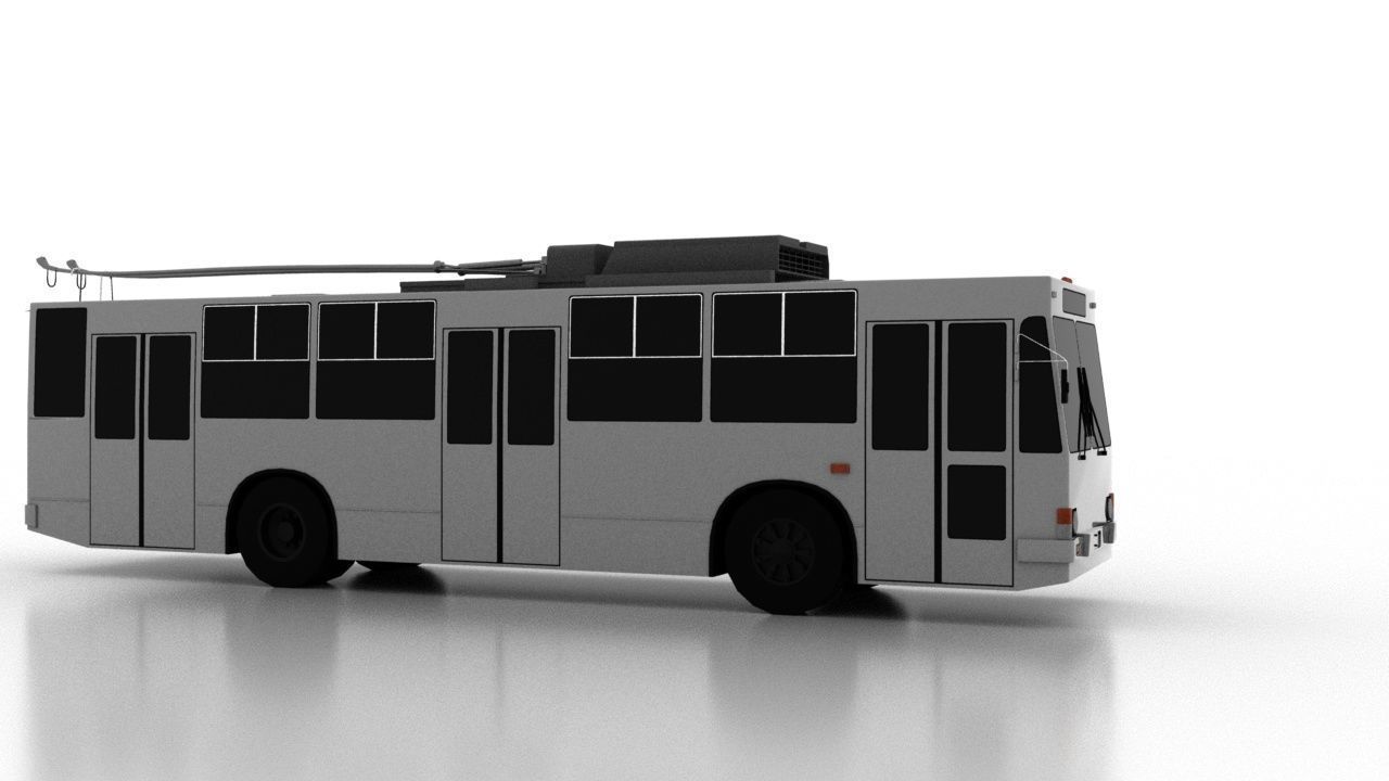 Trolleybus JUMZ-T2 Low Low-poly 3D model_7