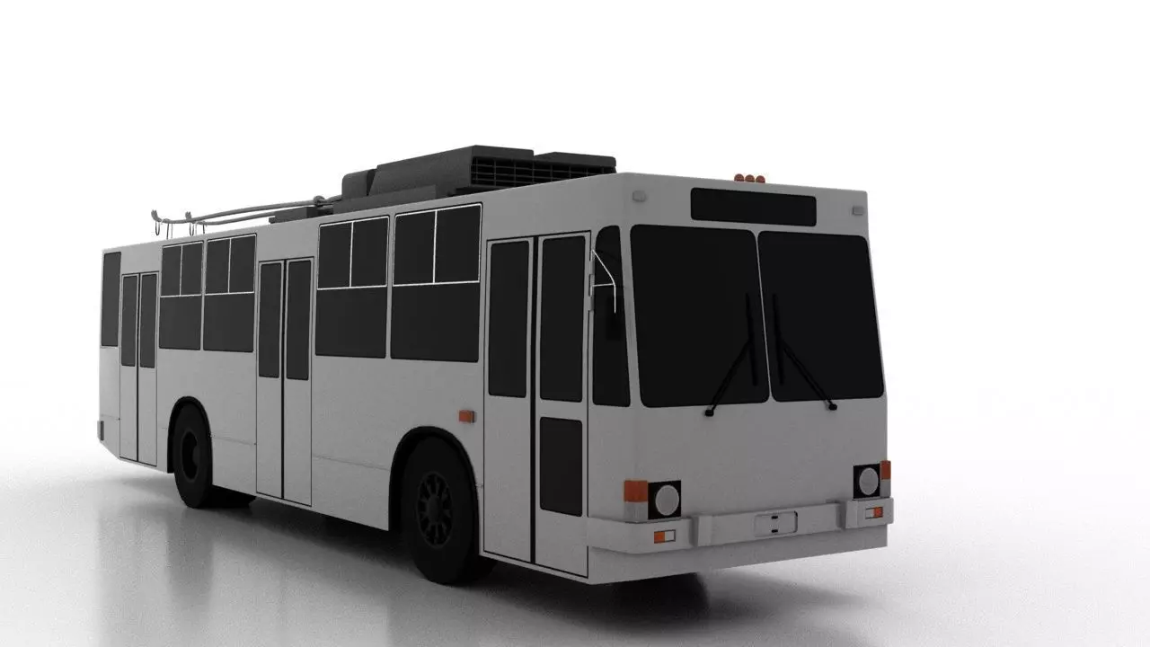 Trolleybus JUMZ-T2 Low Low-poly 3D model_0
