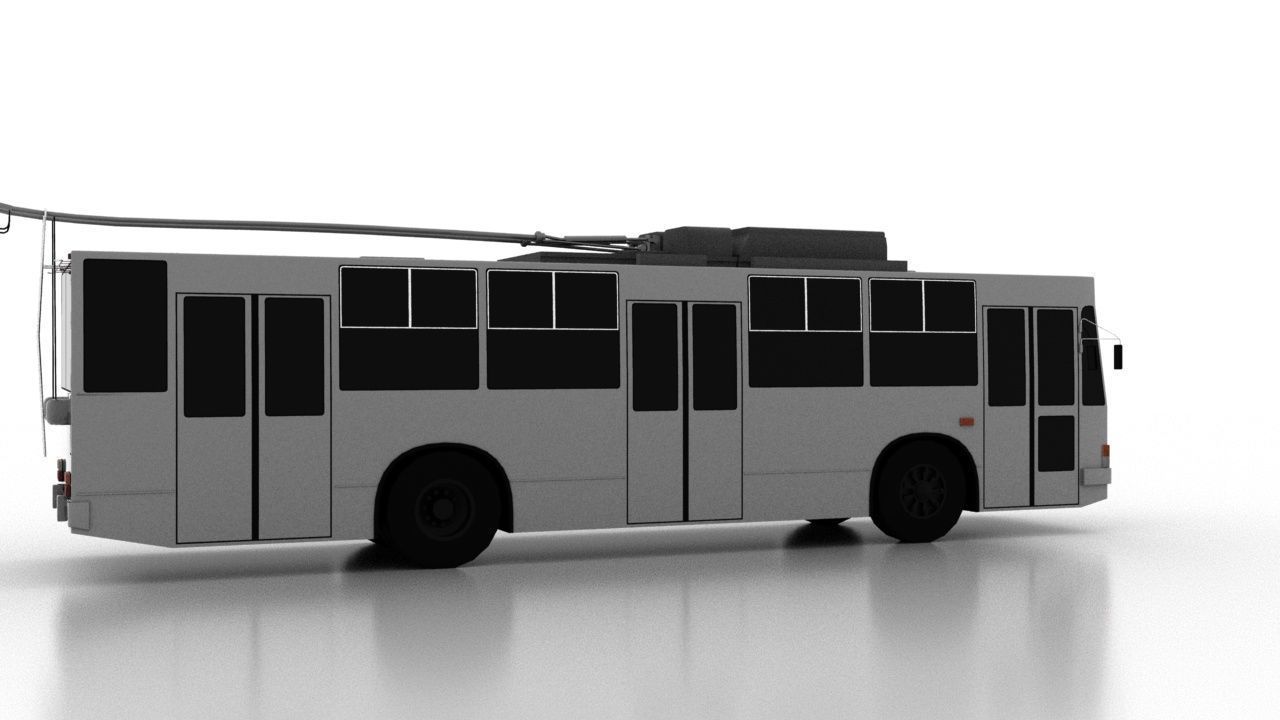 Trolleybus JUMZ-T2 Low Low-poly 3D model_6