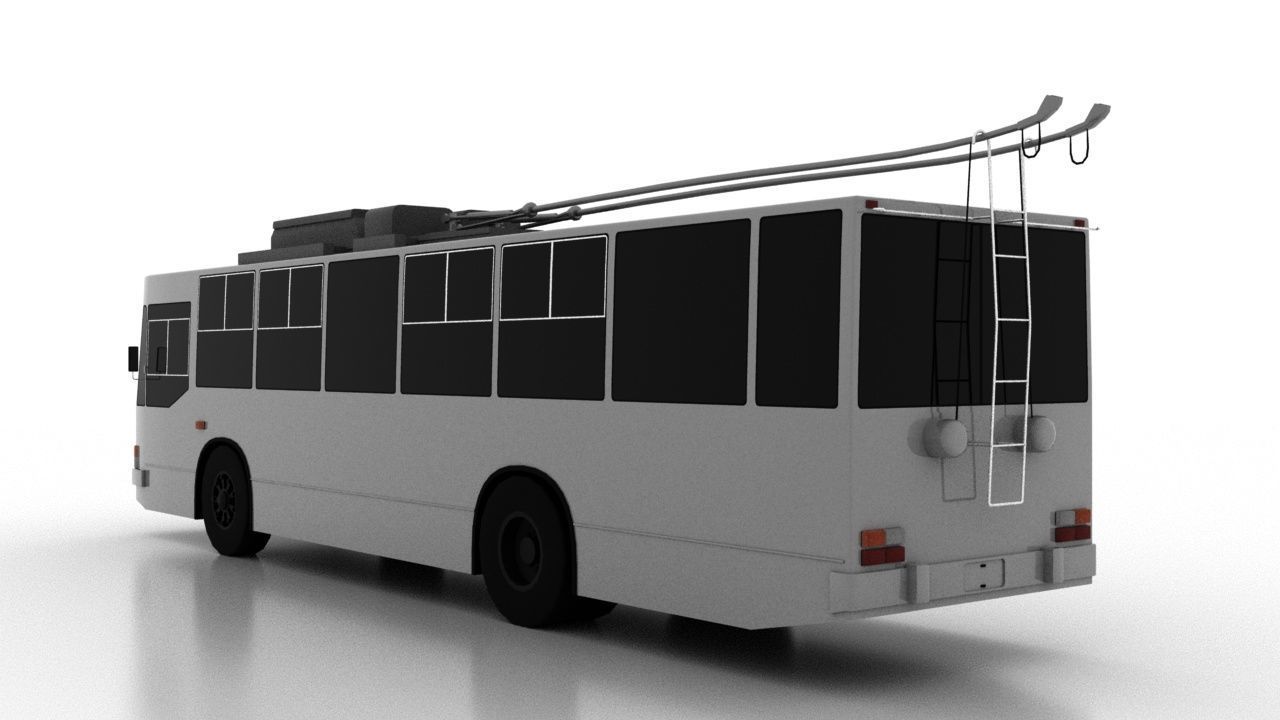 Trolleybus JUMZ-T2 Low Low-poly 3D model_4