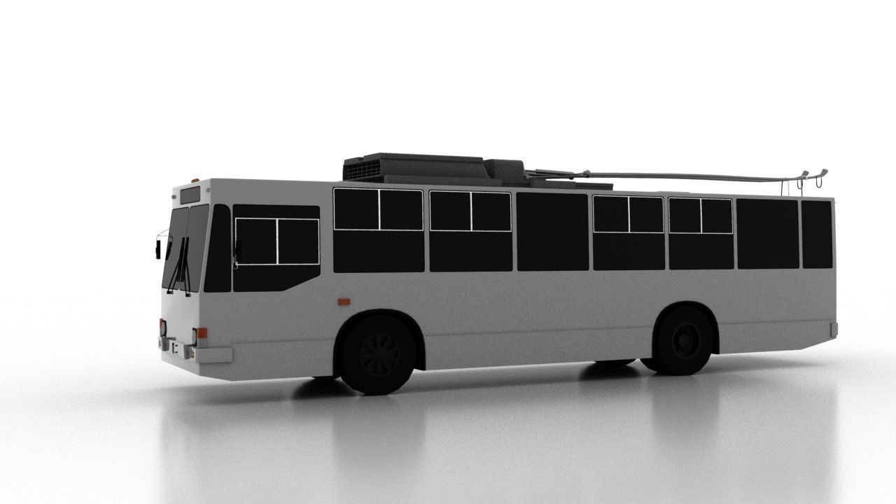 Trolleybus JUMZ-T2 Low Low-poly 3D model_2