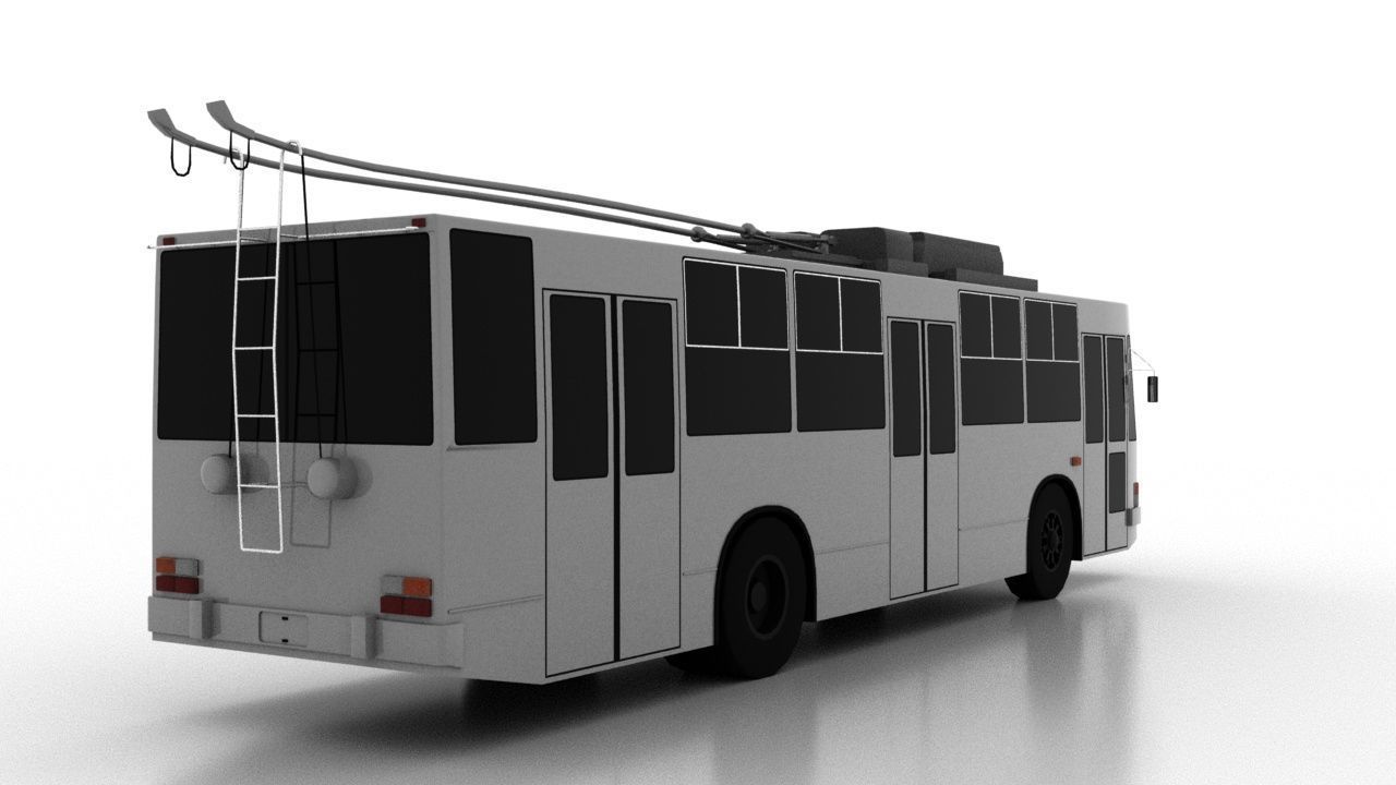Trolleybus JUMZ-T2 Low Low-poly 3D model_5