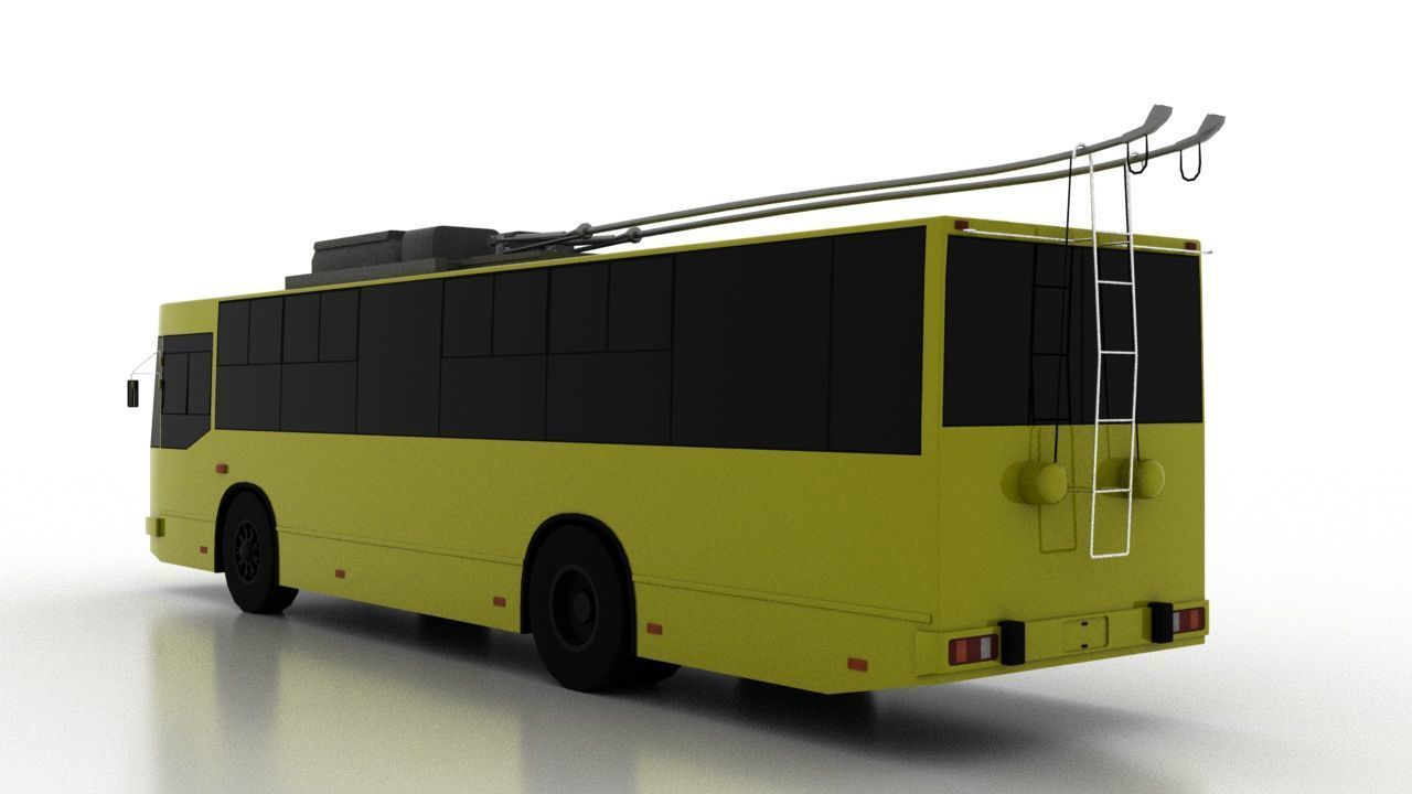 Trolleybus JUMZ-T2P Low Low-poly 3D model_4