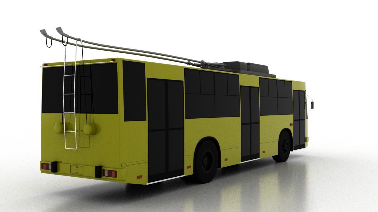 Trolleybus JUMZ-T2P Low Low-poly 3D model_5