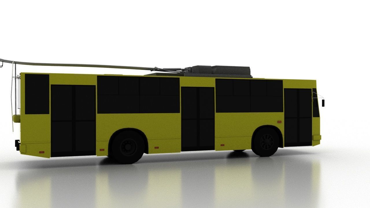 Trolleybus JUMZ-T2P Low Low-poly 3D model_6
