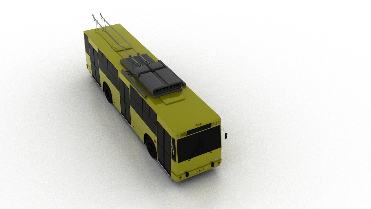 Trolleybus JUMZ-T2P Low Low-poly 3D model_8