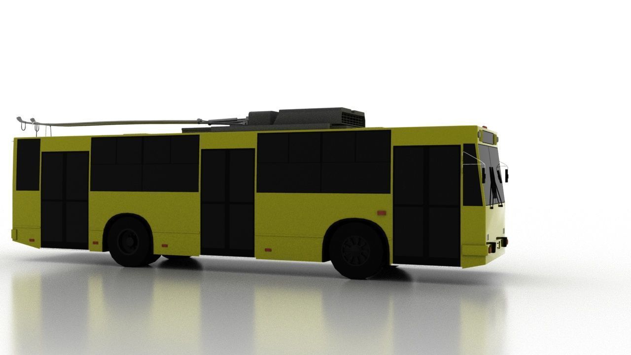 Trolleybus JUMZ-T2P Low Low-poly 3D model_7