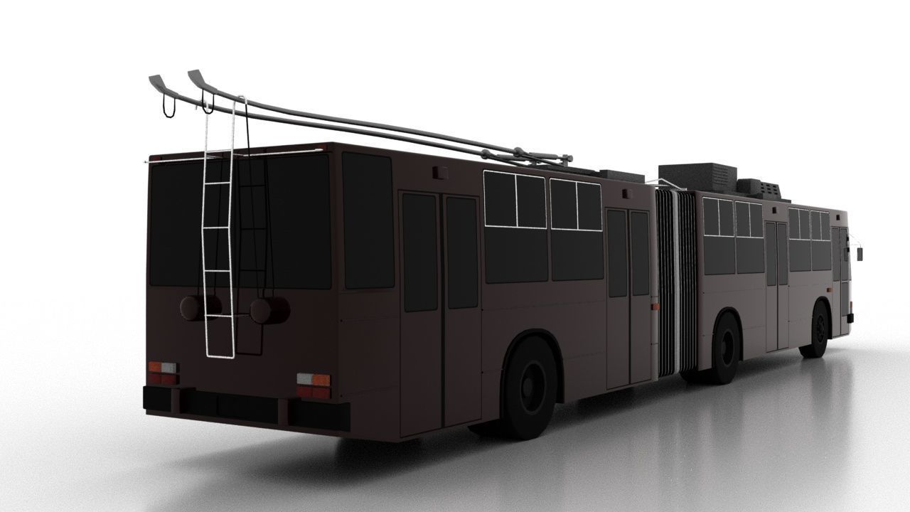 Trolleybus JUMZ-T3K Low Low-poly 3D model_5
