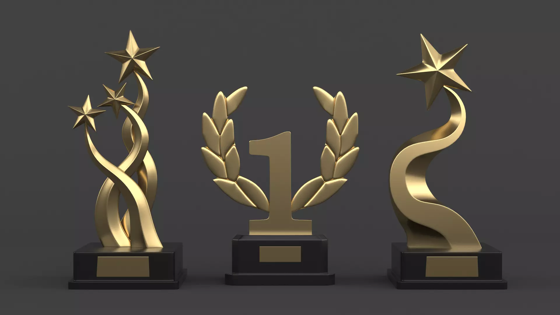 Gold Trophy Cups 3D model_0
