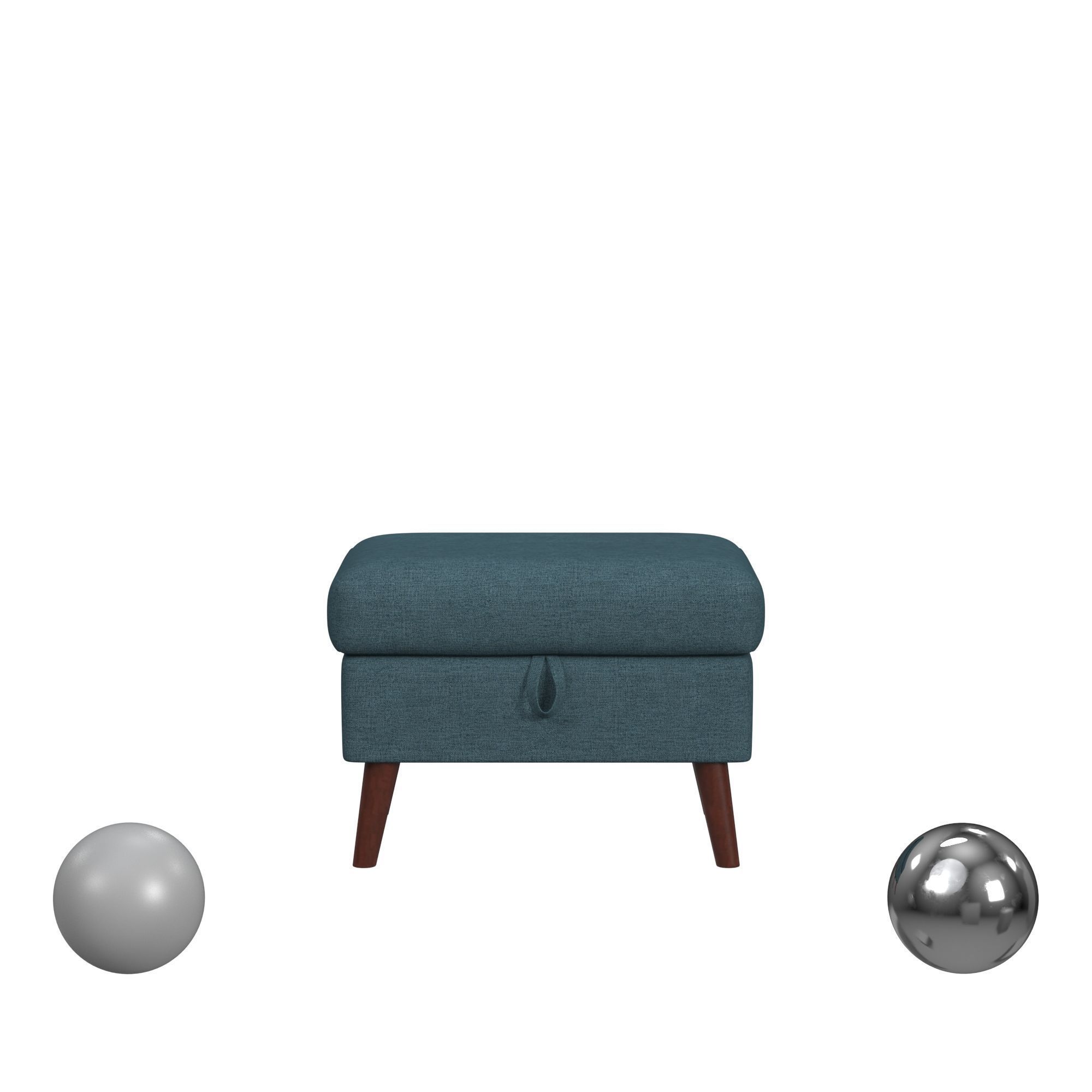 Mid Century Storage Ottoman W Memory Foam In Palmer Teal 3D model_1