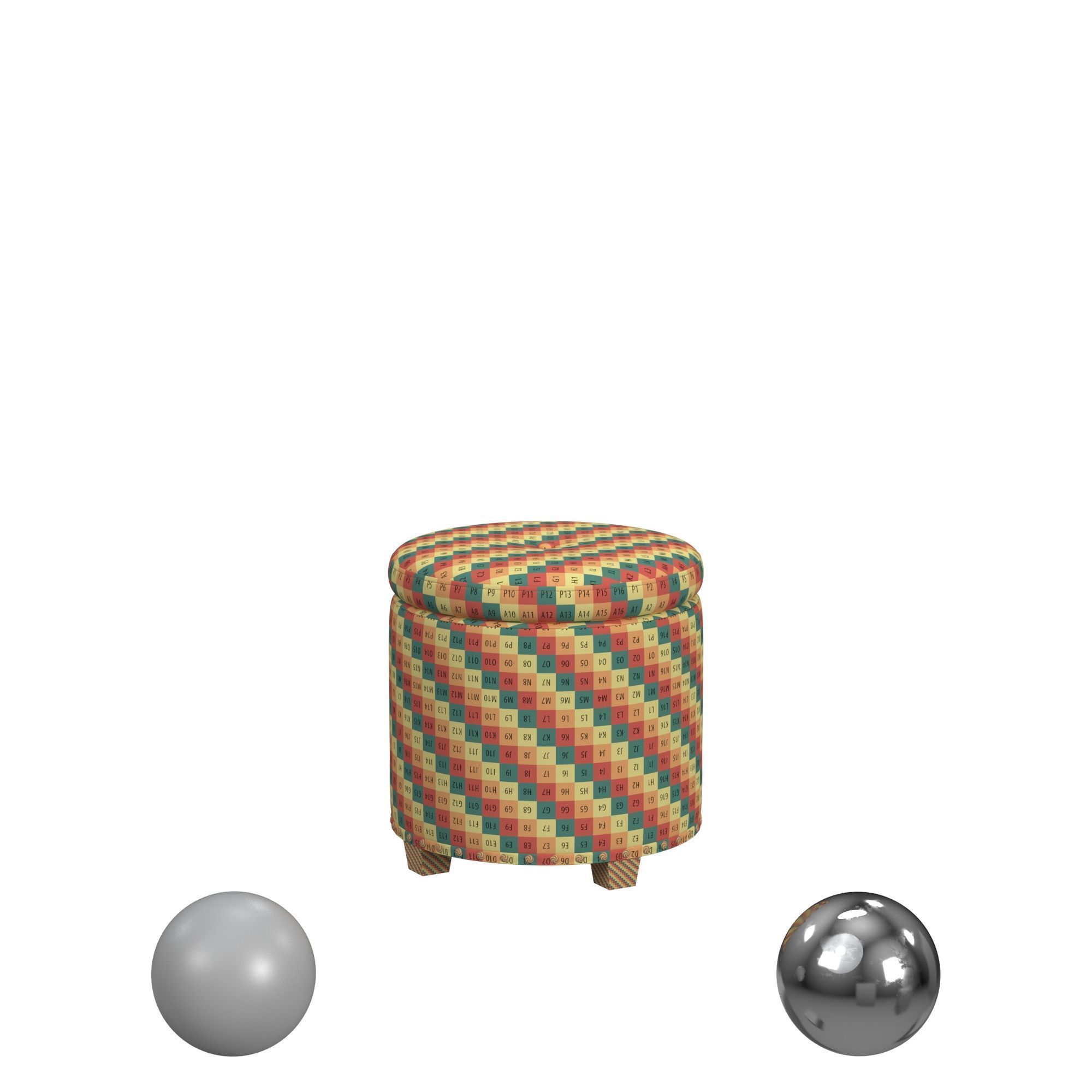 HomePop Storage Ottoman With Nailheads - Grey Woven 3D model_2