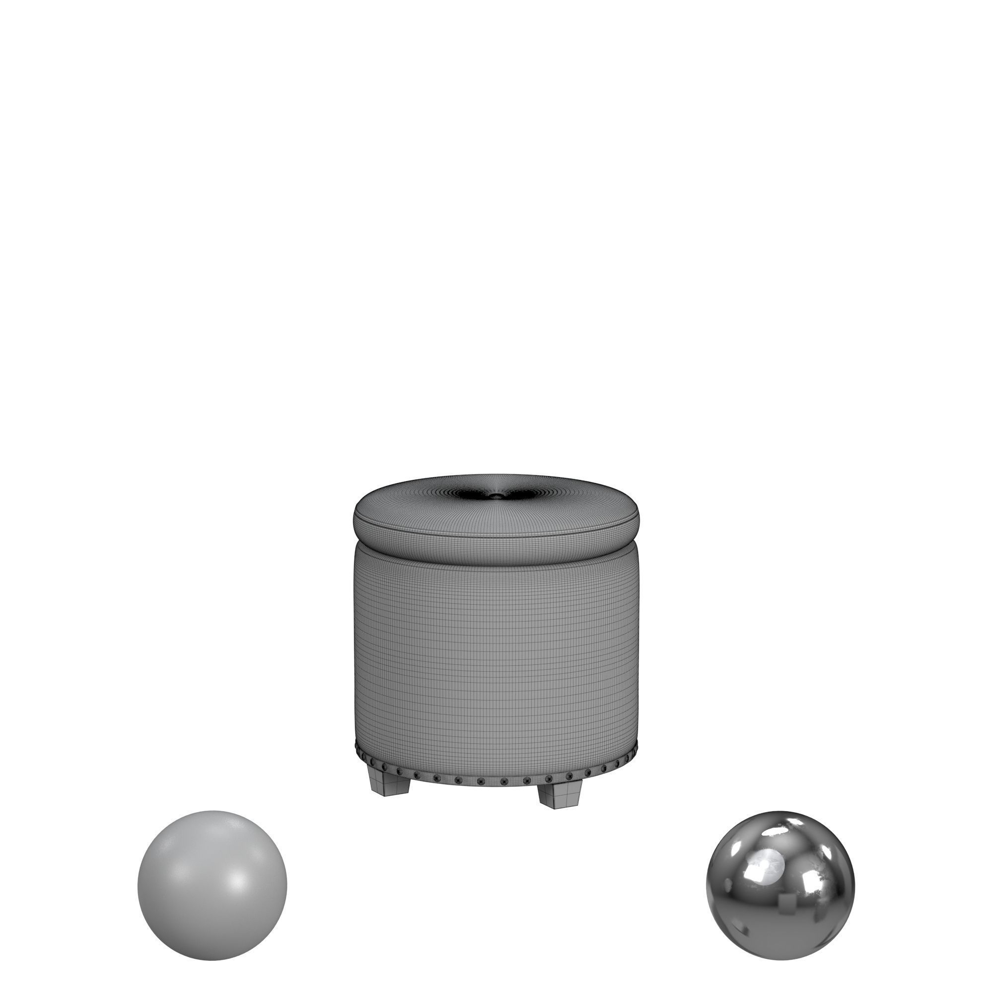 HomePop Storage Ottoman With Nailheads - Grey Woven 3D model_3