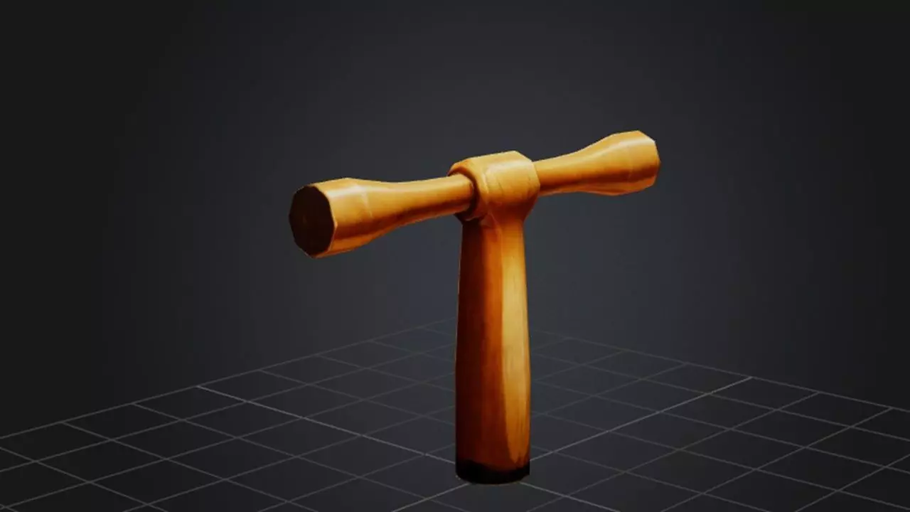 Wooden Handle Sculpture 3D model_0