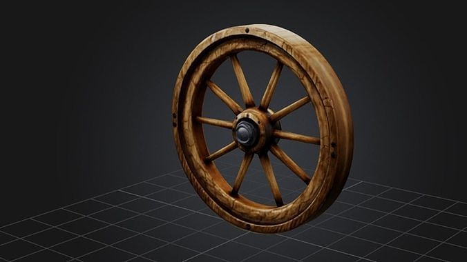 Wooden Cart Wheel 3D model