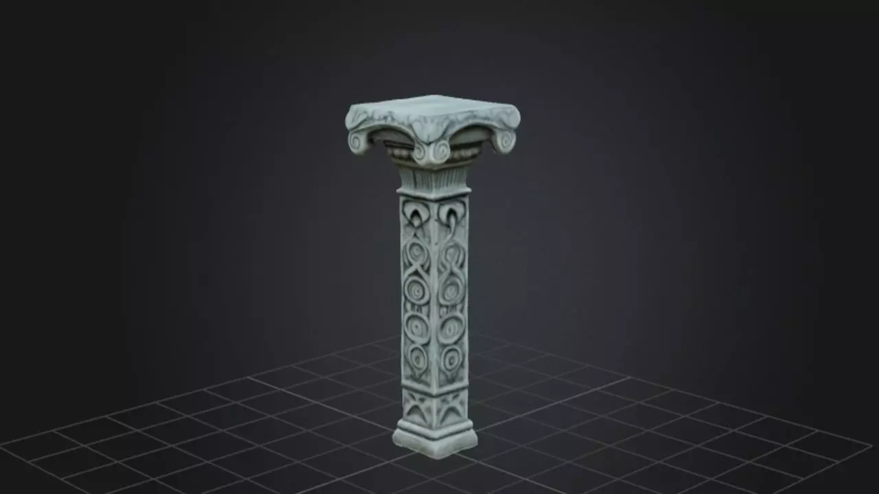 Ornate Pedestal Column 3D model_0