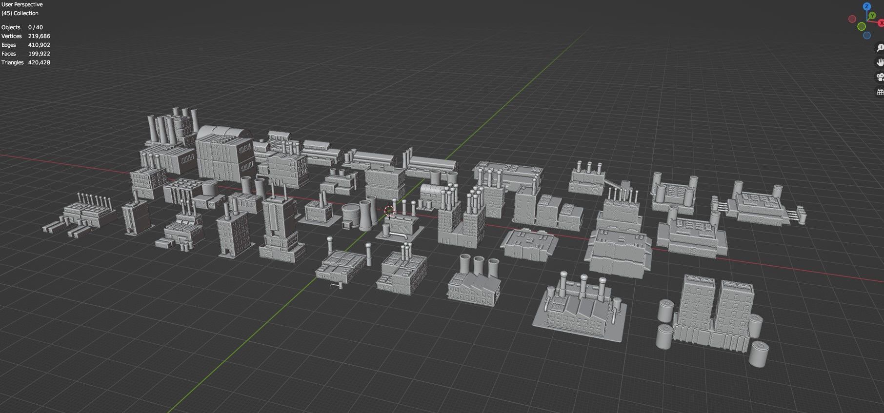 Low Poly Industrial Building Pack Of 40 -Game Ready -Untextured Low-poly 3D model_15