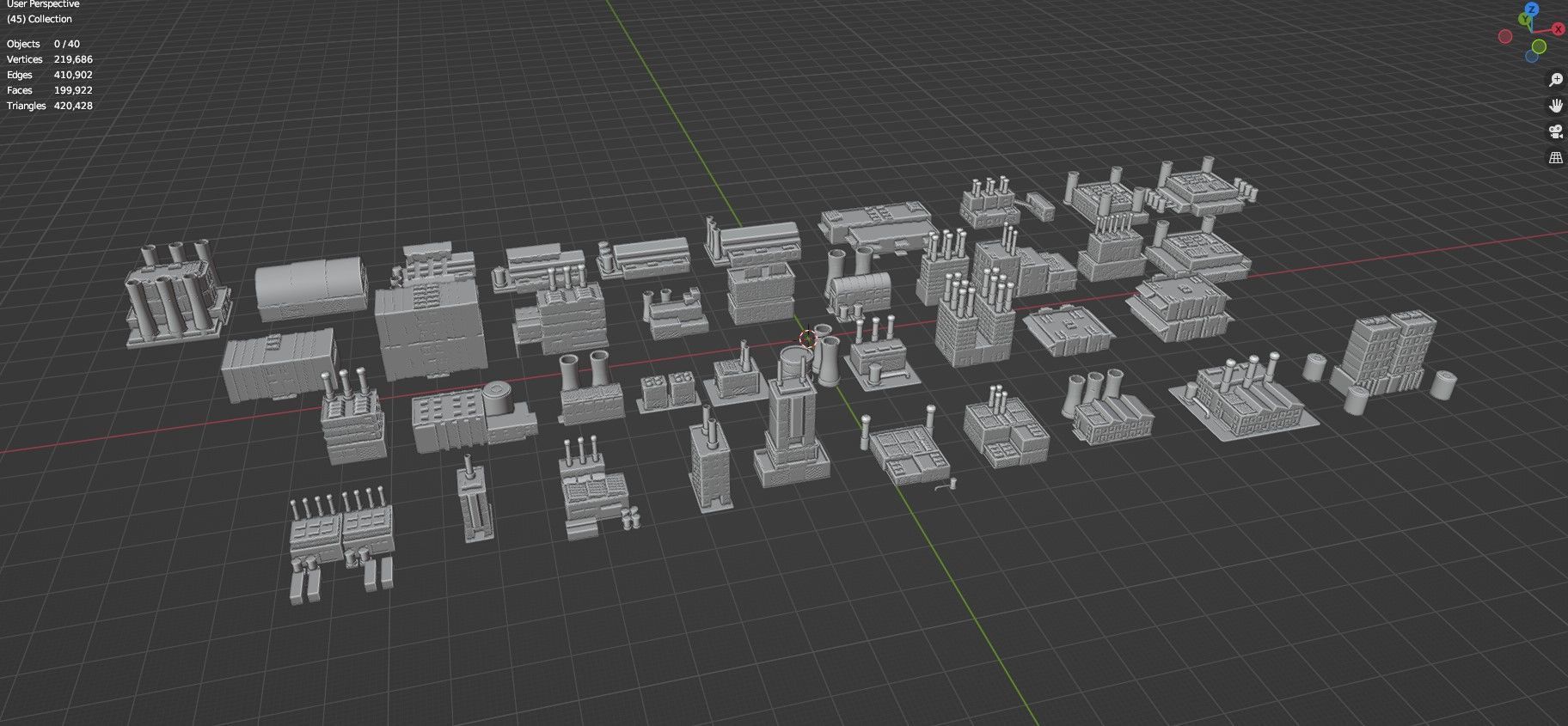 Low Poly Industrial Building Pack Of 40 -Game Ready -Untextured Low-poly 3D model_27