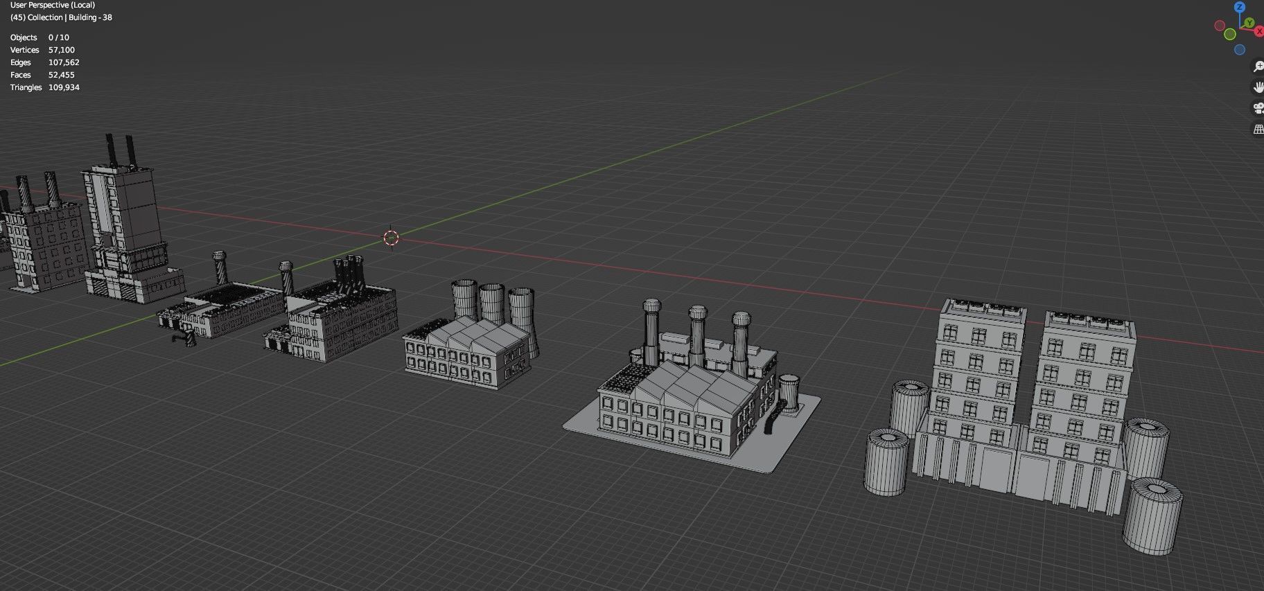 Low Poly Industrial Building Pack Of 40 -Game Ready -Untextured Low-poly 3D model_38