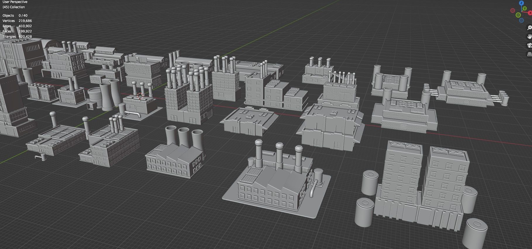 Low Poly Industrial Building Pack Of 40 -Game Ready -Untextured Low-poly 3D model_26