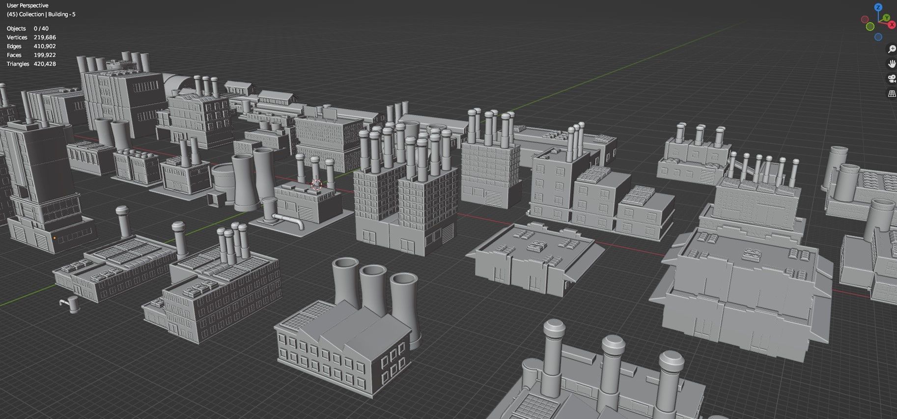 Low Poly Industrial Building Pack Of 40 -Game Ready -Untextured Low-poly 3D model_30