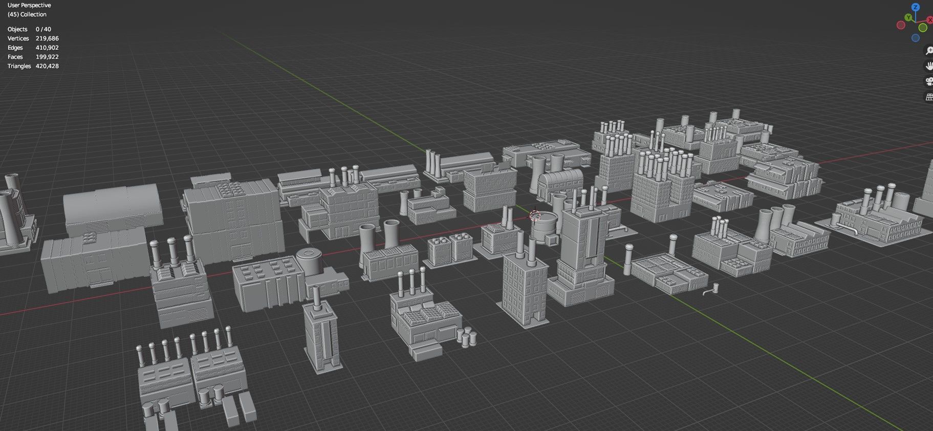 Low Poly Industrial Building Pack Of 40 -Game Ready -Untextured Low-poly 3D model_28