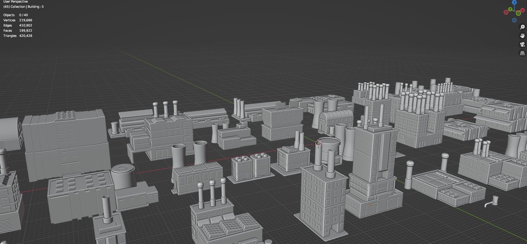 Low Poly Industrial Building Pack Of 40 -Game Ready -Untextured Low-poly 3D model_31