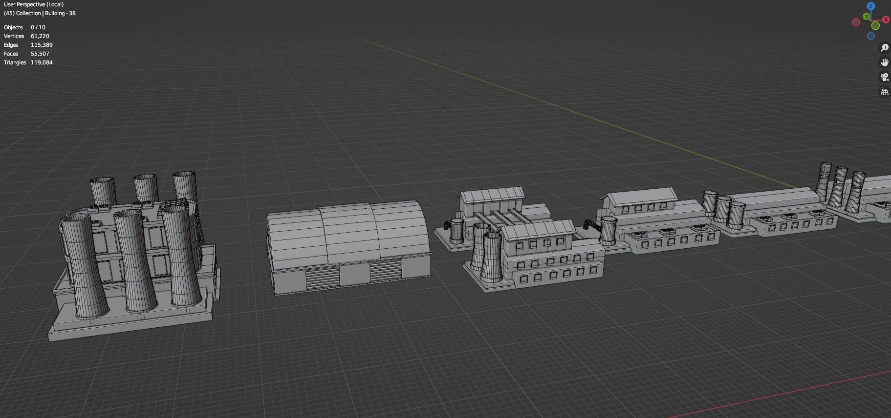 Low Poly Industrial Building Pack Of 40 -Game Ready -Untextured Low-poly 3D model_43