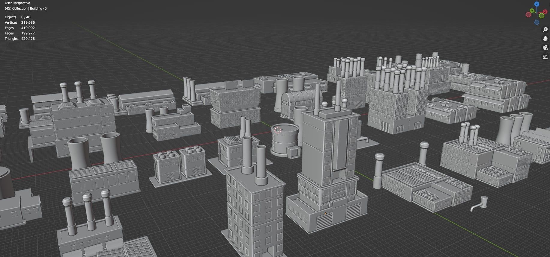 Low Poly Industrial Building Pack Of 40 -Game Ready -Untextured Low-poly 3D model_29